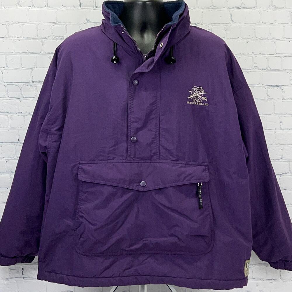 Vintage 90s Treasure Island Las Vegas Casino Jacket XL X-Large Purple Anorak